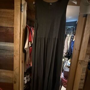 Elegant charcoal Sleeveless Maxi Dress